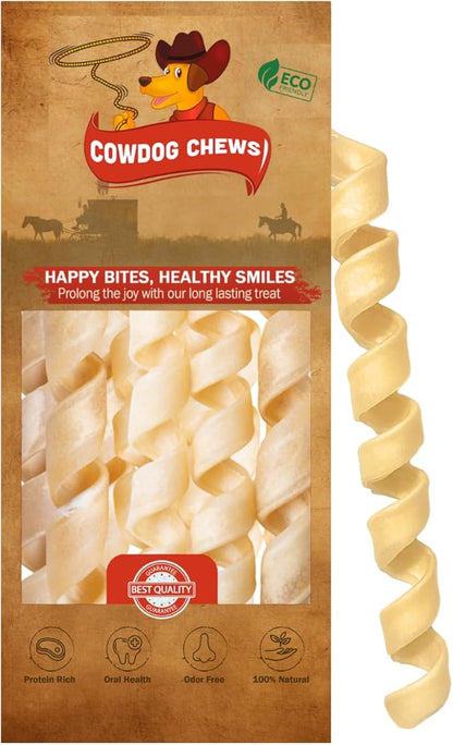 Natural Large Collagen Springs Dog Treats 10-13" (10 Pack)- Long-Lasting Alternative to Rawhide & Bully Sticks,Great for Teething and Aggressive chewers.