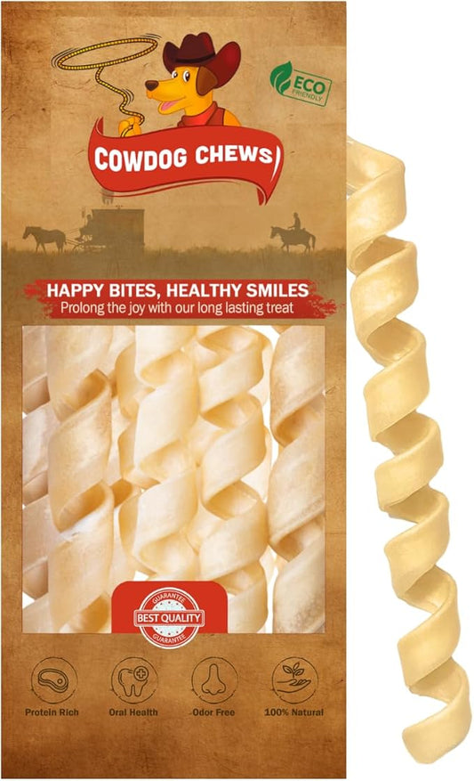 Natural Large Collagen Springs Dog Treats 10-13" (10 Pack)- Long-Lasting Alternative to Rawhide & Bully Sticks,Great for Teething and Aggressive chewers.
