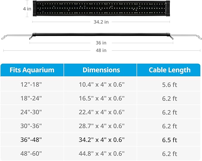 NICREW ClassicLED Plus LED Aquarium Light with Timer, 27 Watts, for 36 to 48 Inch Fish Tank Light, Daylight and Moonlight Cycle