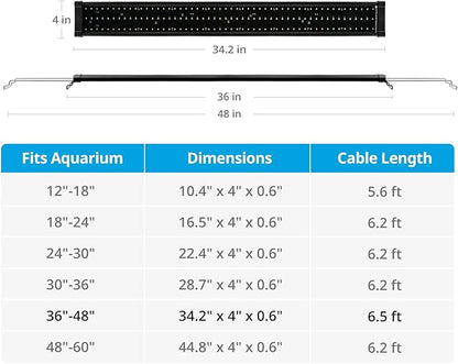 NICREW ClassicLED Plus LED Aquarium Light with Timer, 27 Watts, for 36 to 48 Inch Fish Tank Light, Daylight and Moonlight Cycle