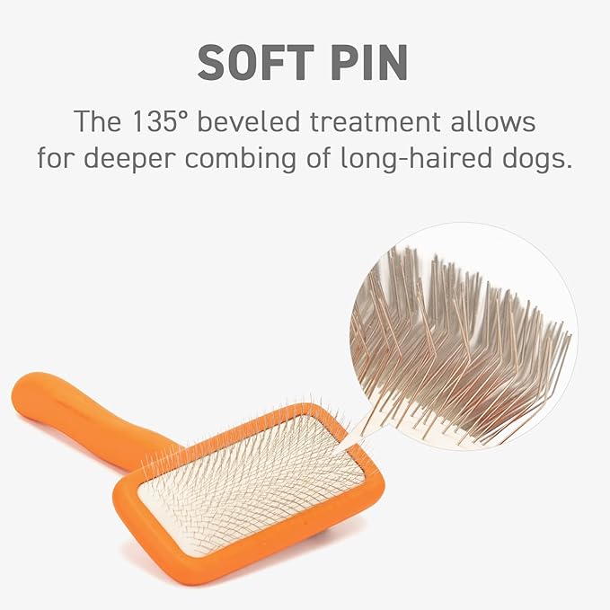 GOODSDECO Pet Slicker Brush - Dog Brush with Soft Tips, Grooming Brush for Dog Cat Pet, Self Cleaning Slicker Brush, Dematting Shedding Fur Hair (Soft Tips)