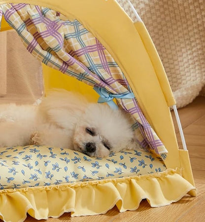 Cute Cat Teepee Cave, Cat Tent Foldable Indoor Outdoor with Thick Mat,Puppy Bed Tent,Bunny Pet Tent Teepee,Portable Dog House Teepee Tent, Cat Bed,Dog Bed Tent,Puppy Bunny,Pet Tent Teepee (Z2, L)