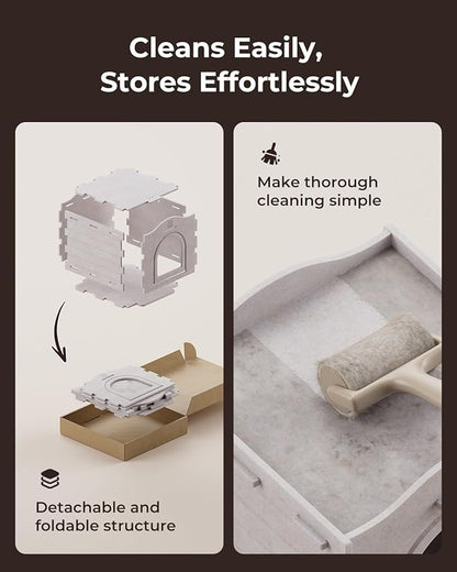 Apasiri Cat Beds for Indoor Cats: Innovative Polyester Fiber Cat House, Cat Bed Cave for Indoor Cats, Ultra-Strong Load-Bearing Capacity, Sturdy and Scratch-Resistant, Compatible with Heating Pads