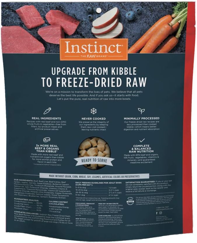 Instinct Freeze Dried Raw Meals Grain Free Dog Food, Dog Food Dry, Freeze Dried Dog Food, Raw Dog Food, Beef Recipe, 25 oz