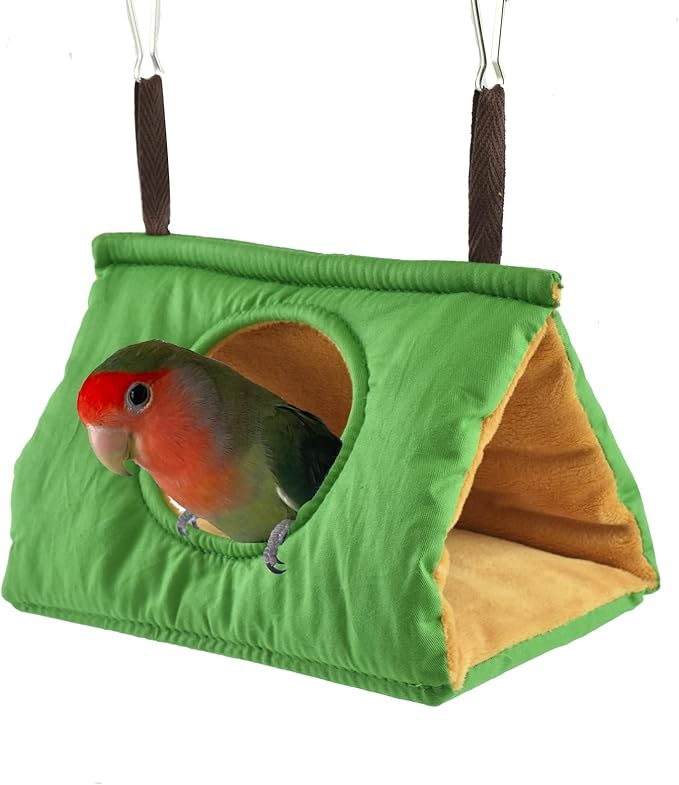 Winter Warm Bird Nest House Parakeet Hanging Hammock Bed Cockatiel Parrot Cage House Tent Plush Snuggle Hut Budgies Sleeping Hideaway with Pad Lovebirds Conures Quaker Rats