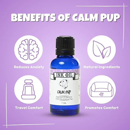 Pup Oils - Ink Oil | Dog Calming Supplement | Pet Health Vitamins Supplies| Liquid Drops | Anxiety Relief Oil | Aromatherapy Treatment | Vitamin Oils for Dogs