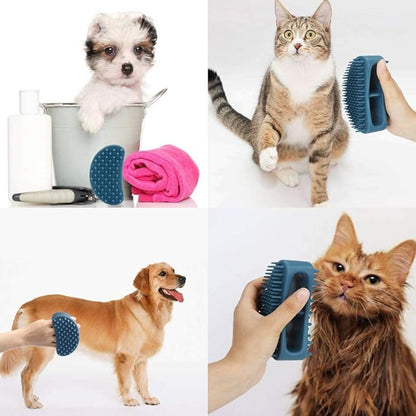 Dog Brush & Cat Brush, Soft Silicone Dog & Cat Grooming Brush, Pet Bath & Massage Brush for Cats and Dogs with Short or Long Hair, Cat Slicker Shedding Hair Brush Slate
