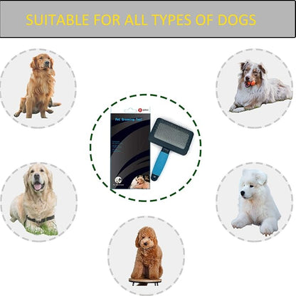 Dog Brush For Long Haired Dogs Poodles-Dog brushes for grooming&shedding-Large Firm Slicker Brush for Goldendoodles-With Soft Massage Grooming Stainless Steel Pins, Pet Grooming Wire Brush-25mm(1")