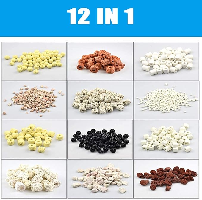 GOLDEAL Bio Balls Ceramic Rings Set, Aquarium Biological Filter Media with Mesh Bag for Fish Tank and Pond, Fish Tank Filter, Decorations, Accessories (4Pack,4.4 lb)