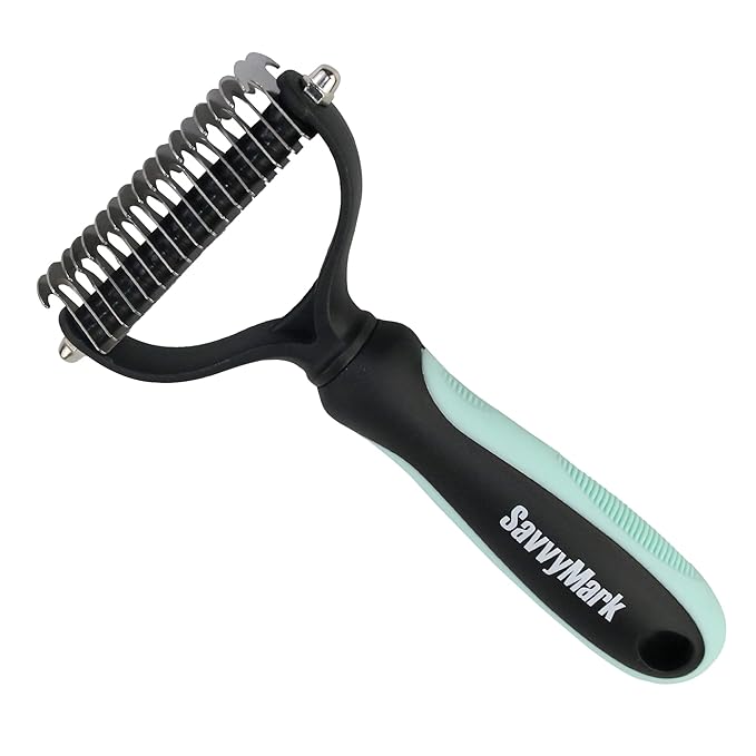 Dog Brush - Pet Dematting and Undercoat deshedding rake - Stainless Steel Grooming Comb For Dogs Cats furry pets large or medium remove knots tangles in long fur hair