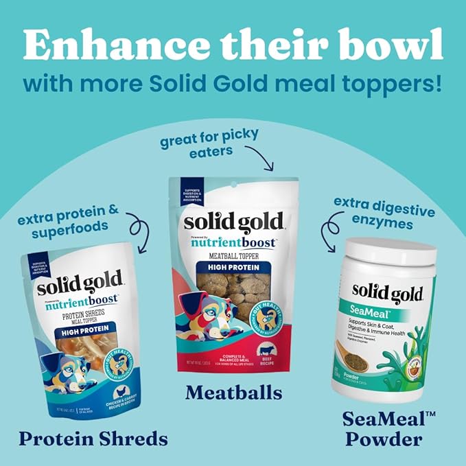 Solid Gold Air Dried Dog Food Toppers for Picky Eaters - Healthy Dog Treats Made with Real Chicken to Serve as Meal Topper or Dog Treat - Supports Muscle Growth, Immunity, and Healthy Digestion - 4 oz