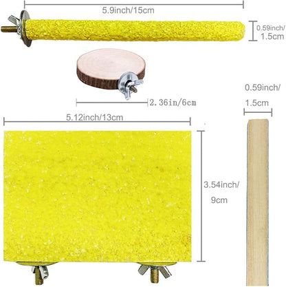 Hamiledyi 8 PCS Bird Perch Stand Toy Wood Parrot Paw Grinding Stick Perch Stand Platform Parakeet Cage Accessories Exercise Toys for Budgies Cockatiel Conure