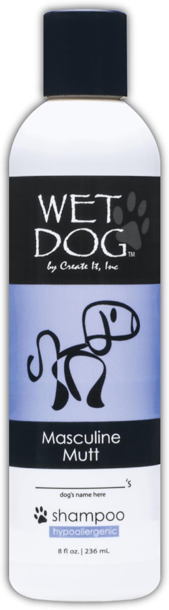 Wet Dog Masculine Mutt All-Natural Organic Oatmeal Sensitive Skin Shampoo for Male Dogs, Moisturizing Detangling Deshedding - 8 Ounce