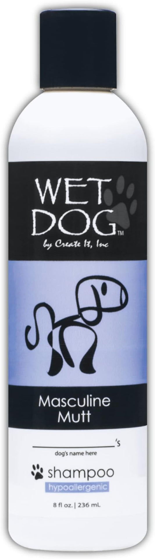 Wet Dog Masculine Mutt All-Natural Organic Oatmeal Sensitive Skin Shampoo for Male Dogs, Moisturizing Detangling Deshedding - 8 Ounce