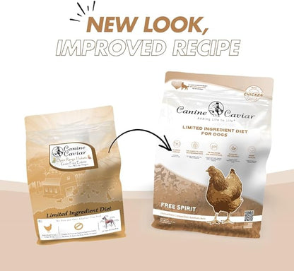 Canine Caviar - Free Spirit: Chicken & Pearl Millet Alkaline Dry Dog Food, Limited Ingredients, Gluten-Free, Based on Science & Research, Veterinary Alternative Diet (4.4 Pound Bag)