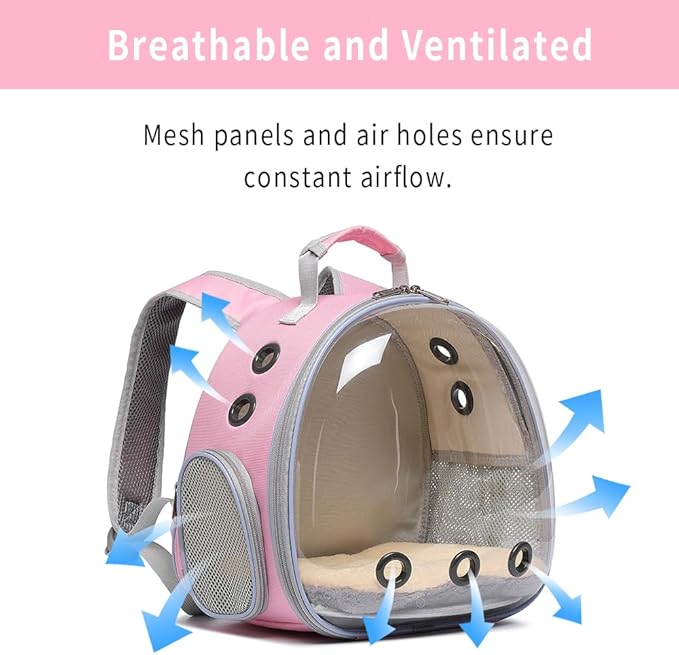 Bunny Carrier, Guinea Pig Carrier,Small Animal Carrier Backpack for Rabbit,Bearded Dragon, Lizard,Hamster,Kitten. Breathable Pet Travel Cage Bag (Pink)