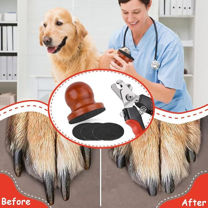 Dog & Cat Pets Nail Clippers and Trimmers with Nail File for Dogs w/ 3 Replaceable Sandpapers Round Relaxing Dog Nail Trimming Board, Dog Grooming Clippers Claw Trimmer with Safety Guard
