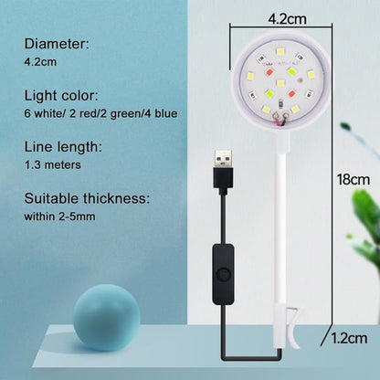 Tyasoleil Mini LED Aquarium Clip Light with 360° Rotation & Flexible Gooseneck, USB-Powered High Brightness Fish Tank Light for Aquatic Plants, Waterproof Cover, Eye-Caring Flicker-Free