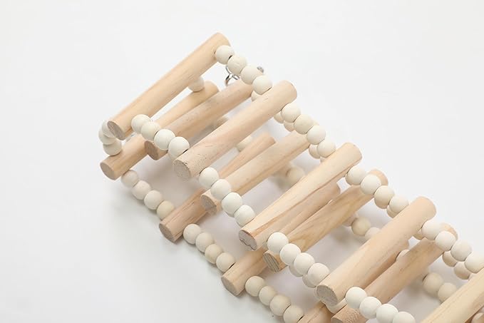 SIMENA Wooden Climbing Ladder for Birds & Hamsters, Interactive Swing & Ladder Toys for Small Pets – Ideal for Hamsters, Birds, Parrots, Squirrels, and Sugar Gliders (20 ladders, 43")