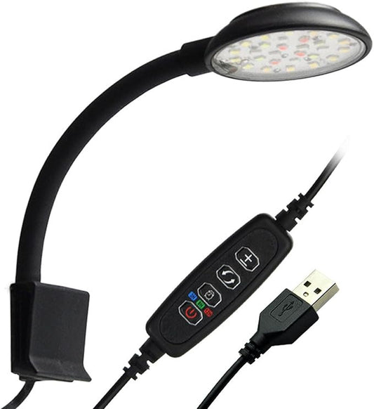 Clip On Aquarium Light for 1-3 Gal Fish Tank, USB Betta Fish Light for Nano/Small/Planted Tank(Dimmable White+Blue+Red+Green LED) Adjustable Brightness, Enhance Betta/Aquatic Plants Color