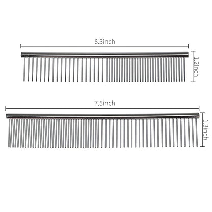 Patty Both 2 Pack Dog and Cat Brush,Stainless Steel Dog Grooming matting Comb Kit for Removing Tangles and Knots,Professional Grooming Tool for Long and Short Haired Dog 6.3" 7.5"