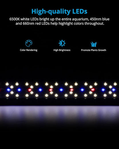 NICREW SkyLED Plus Aquarium Plant Light, Freshwater Fish Tank Light with Ramp Up and Dim Down, Spectrum Adjustable and Lighting Schedule Programmable with Controller, 36-48 Inches, 36 Watts