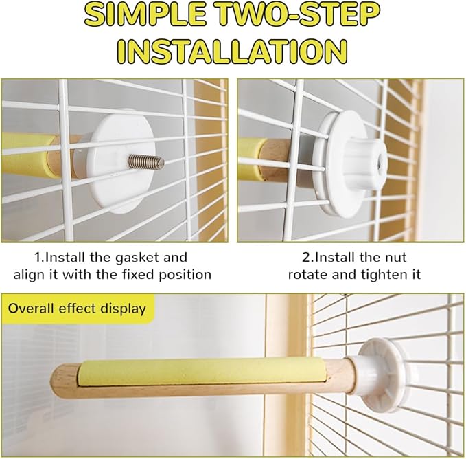 2-Pack 7.8" Bird Perches with Sandy Grip Natural Wood & Stand for Small Birds Cage Accessories for Parakeets, Cockatiels, Lovebirds; Foot Health & Nail Care