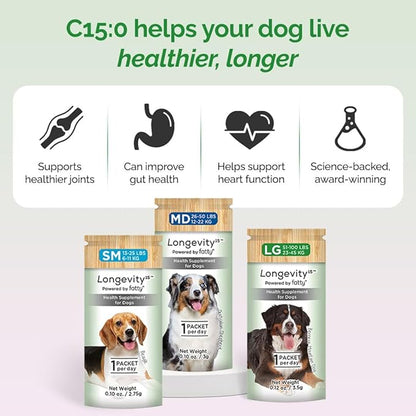 Yummy Combs Longevity15  C15:0  Fatty Acid Health Supplement for Dogs  Healthy Pet Supplies  for Extra Large Dogs, 1 Pack
