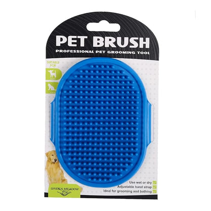 Dog Grooming Shampoo Bath Brush - 2 Pcs Soothing Massage Rubber Comb for Long & Short Haired Dogs and Cats - Blue & Black