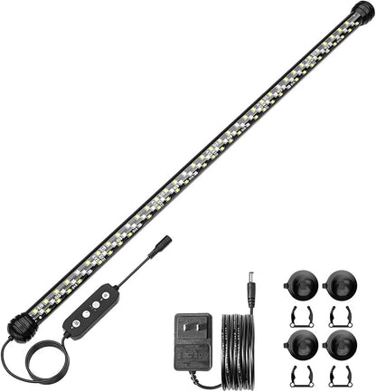 SEAOURA Led Aquarium Light with Timer, Submersible Aquarium Plant Light, Fish Tank Light with Auto On/Off, 3 Lighting Modes, Adjustable Brightness (22.8 in for 24-43inch Planted Tank), 12W