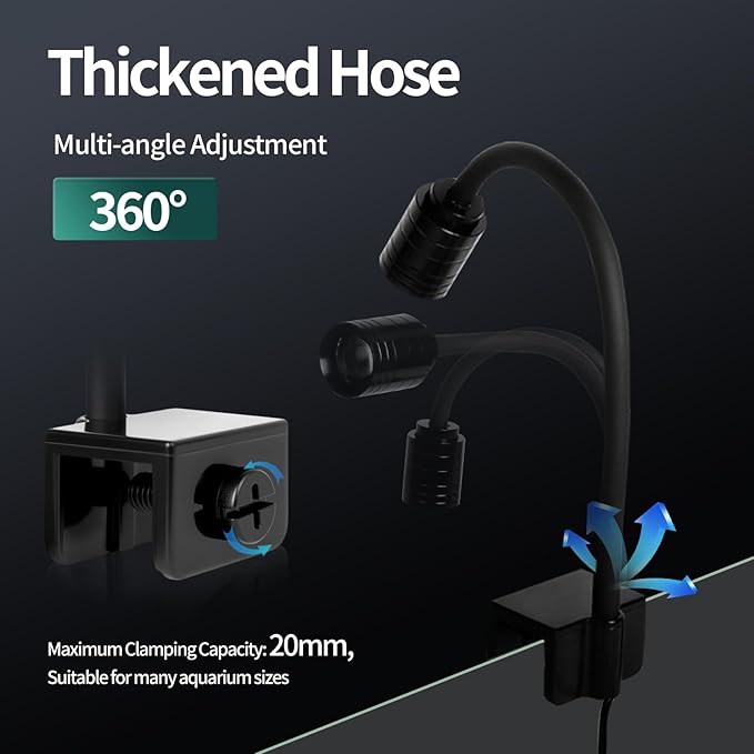 UPETTOOLS 3W LED Aquarium Light with 3 Color Modes – Clip On Fish Tank Lamp for Plants, Terrariums & Coral (Yellow, Warm White, White)