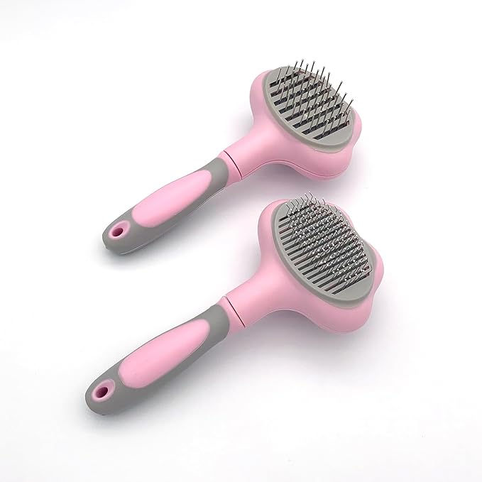 Hair Remover Self Cleaning Dog Brush for Shedding, Deshedding, Grooming, Deshedder Slicker Brushes for Short Hair Dogs and Cats (Pink)