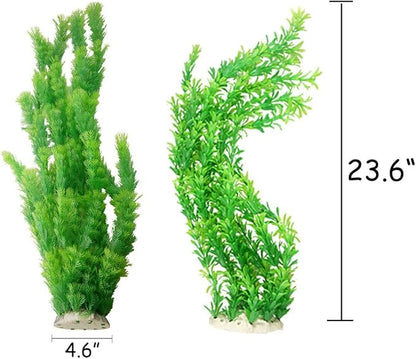 Hamiledyi Aquarium Plants Plastic Decor Fish Tank Green Decorations Plants Ornament Safe for All Fish,Extra Large 23-inch Tall, 2 Packï¼_reen Style Aï¼