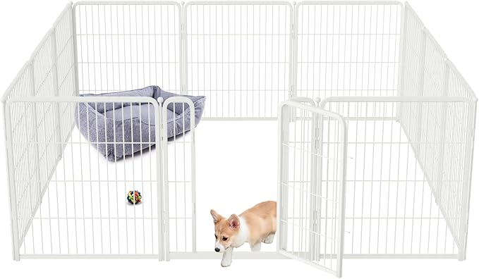 FXW Homeplus Dog Playpen for Indoor Use - Stress-Free and Safe Play, Heavy Duty 32 Inch 12 Panels Dog Pen for Small and Medium Dogs, White_atented