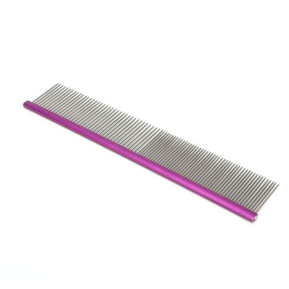 Greyhound Comb For Dogs, Metal Comb For Dogs Metal Dog Comb Cat Comb For Removing and Knots Dog Combs with Rounded Ends Grooming Tool For Long Short Haired Dog (Purple