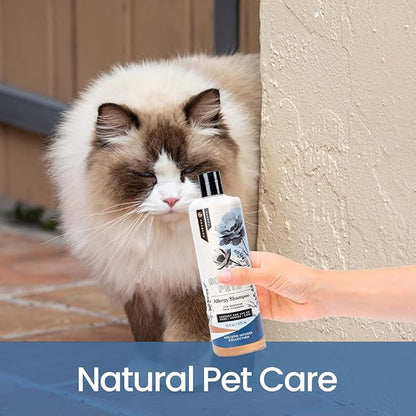 Holistic Natural Derived Allergy Pet Shampoo: Veterinarian Recommended: Soothing Skin Allergies and Skin Issues for Dogs, Cats and Horses - Made in USA - 16 oz