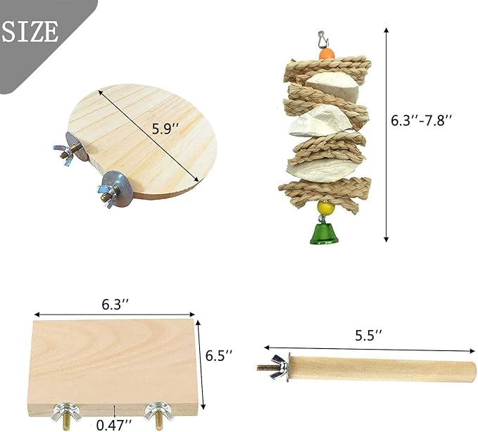 6 Pcs Bird Perches Parrot Perch Stand Platform Bird Cuttlebone Beak Grinding Stone Chew Toys Cage Accessories for Parakeets Cockatiels Conures Lovebirds