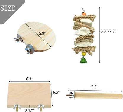 6 Pcs Bird Perches Parrot Perch Stand Platform Bird Cuttlebone Beak Grinding Stone Chew Toys Cage Accessories for Parakeets Cockatiels Conures Lovebirds