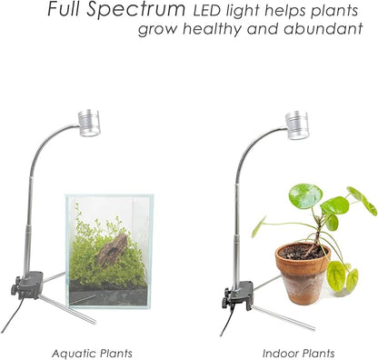 2 in 1 Full Spectrum Clip-On Aquarium Plant Grow Light, Freestanding Freshwater Fish Tank LED Light, 5Watts