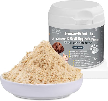 Glucosamine Multivitamin Hip & Joint Care Supplement for Dogs, Freeze Dried Chicken & Quail Egg Yolk Floss Treats Vitamin C Vitamin E 6 Ounce Dog Health Supplies