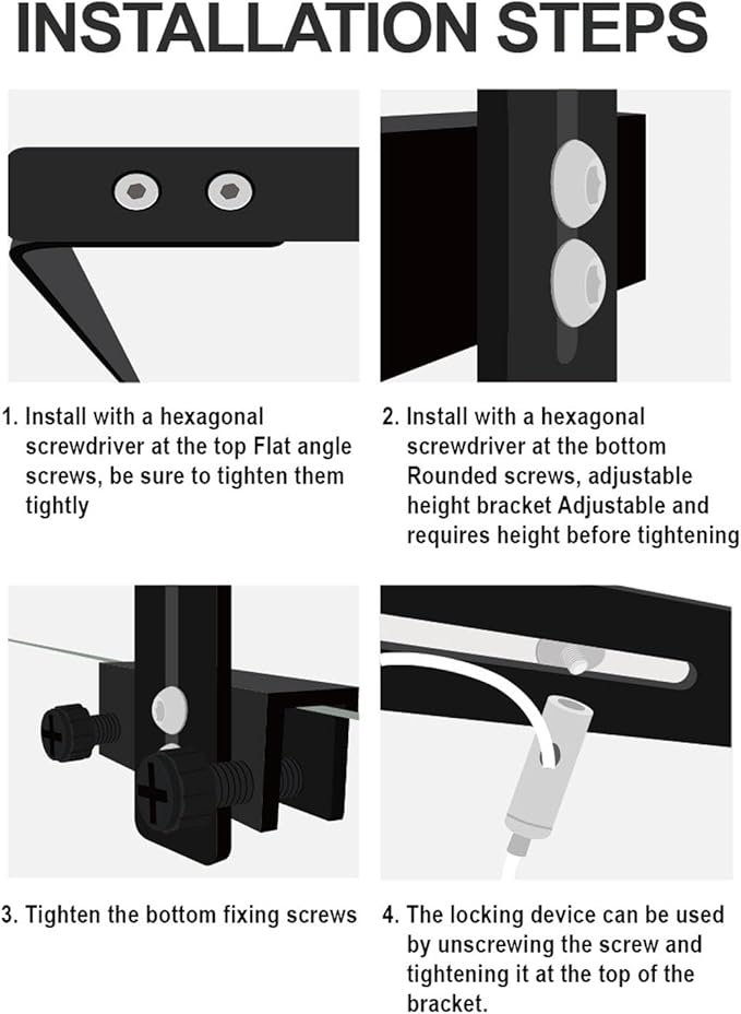 Aquarium Light Riser, Aquarium Light Bracket, Aluminum Alloy High Adjustable Aquarium Light Holder,Fish LED Aquarium Light Stand for Hanging Lamp (Black)