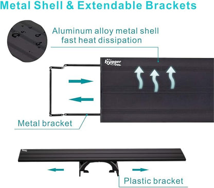 hygger 20W Full Spectrum Aquarium Light with Aluminum Alloy Shell Extendable Brackets, White Blue Red LEDs, External Controller, for Freshwater Fish Tank (30-36 inch)