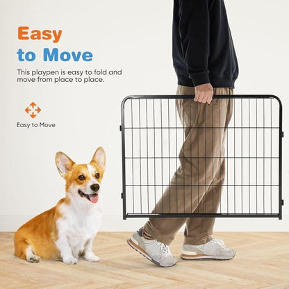 Dog Playpen, 8 Panel 40 Height Puppy Fence Exercise Pen for Yard Gate, Indoor Outdoor Heavy Duty Anti-Rust Metal Playpens with Doors Portable for RV Camping - Small/Medium/Large Pets
