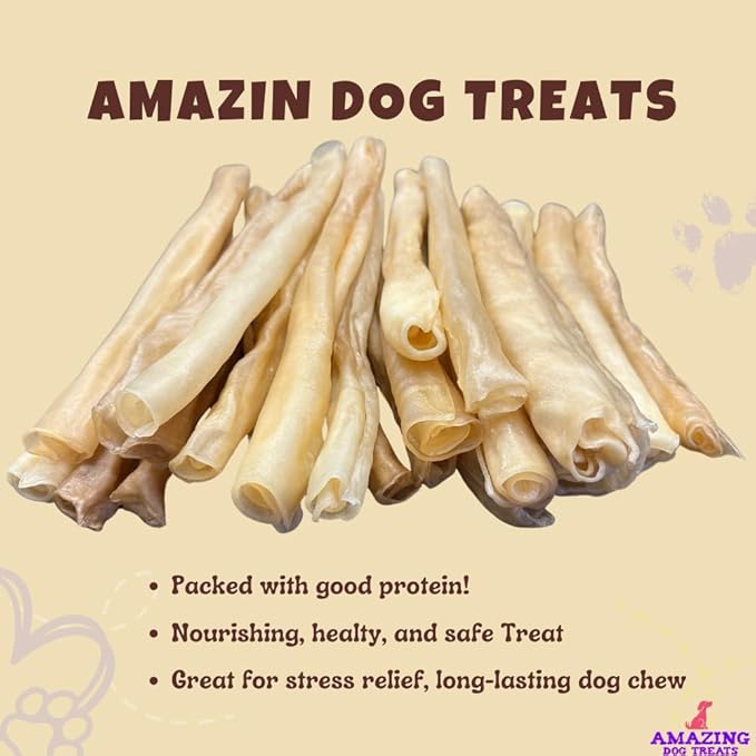 Amazing Dog Treats - Large Collagen Stick - (12 Inch - 50 Count) - Beef Cheek Rolls - 100% Pure Collagen Sticks
