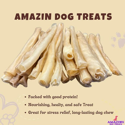 Amazing Dog Treats - Large Collagen Stick - (12 Inch - 50 Count) - Beef Cheek Rolls - 100% Pure Collagen Sticks