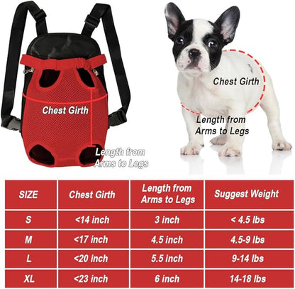 FEimaX Dog Carrier Backpack Pet Legs Out Front Cat Travel Bag, Adjustable Puppy Backpacks Carriers Hands-Free for Small Medium Dogs Cats Hiking Traveling Camping Daily Walking (Large, Red)