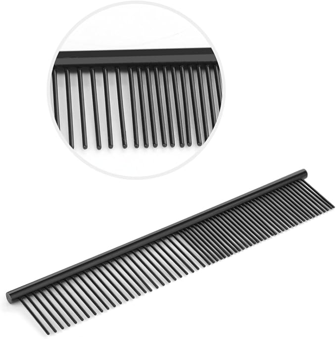 7.0" Dog Scissors Pet Grooming Kit Round-tip Safety Scissors Fishbone Teeth Shears with Forceps Hairdressing Hair Styling Tool Gift Set 5 Pieces (Black)