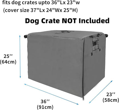36 Inch Dog Crate Cover,Pet Kennel Cover for Wire Large Dog Cage with1 2 3 Doors. Durable Waterproof 600D Oxford Fabric Indoor/Outdoor Gray