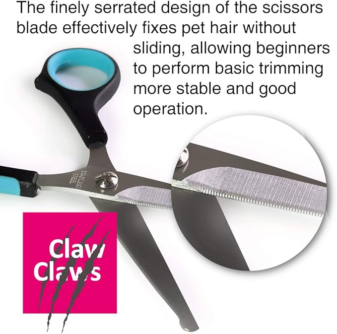 6 Inch Grooming Straight Scissors with Safety Round Tip and Wave Style Handle for Baby Hair Cutting Shears
