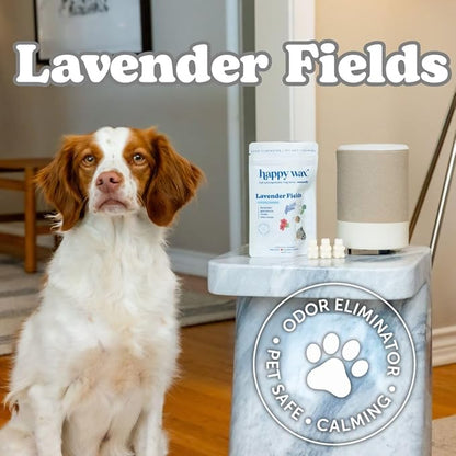 Happy Wax Lavender Fields Scented Wax Melts for Dog Owners – Odor Eliminating, Calming, Pet-Safe, Non-Toxic, Dye-Free, Perfect for Use with Wax Warmers - 4 oz Pouch